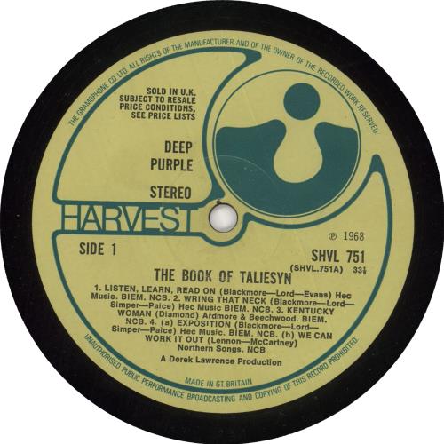 Deep Purple The Book Of Taliesyn - 1st - EX vinyl LP album (LP record) UK DEELPTH565281