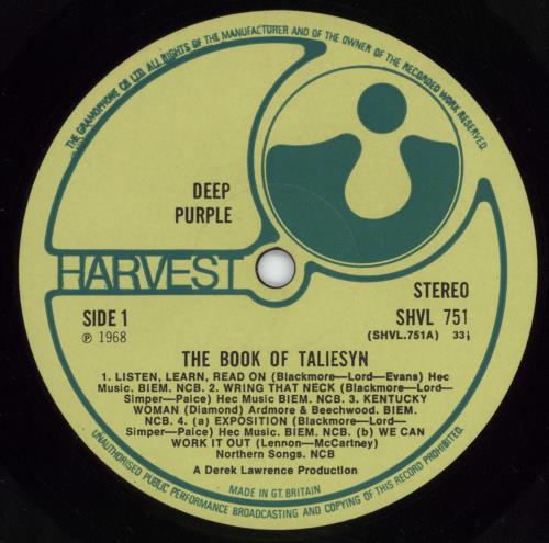 Deep Purple The Book Of Taliesyn - 3rd - EX vinyl LP album (LP record) UK DEELPTH776821
