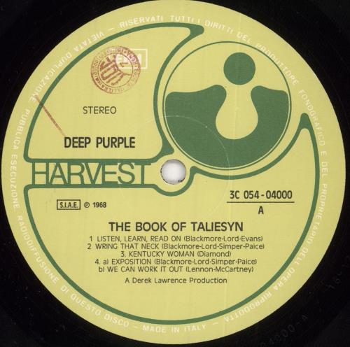 Deep Purple The Book Of Taliesyn vinyl LP album (LP record) Italian DEELPTH726787