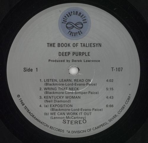 Deep Purple The Book Of Taliesyn vinyl LP album (LP record) US DEELPTH849612