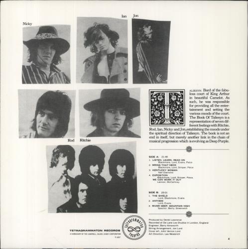 Deep Purple The Book Of Taliesyn vinyl LP album (LP record) US DEELPTH849612