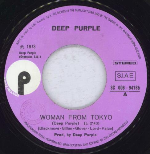 Deep Purple Woman From Tokyo 7" vinyl single (7 inch record / 45) Italian DEE07WO47755