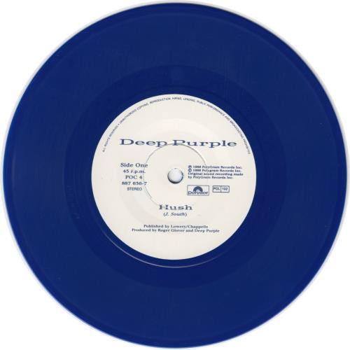 Deep Purple Hush Blue Vinyl UK 7" vinyl single (7 inch record / 45) (37177)