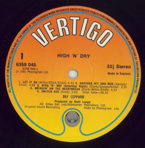 Def Leppard High 'N' Dry - 1st vinyl LP album (LP record) UK DEFLPHI517174