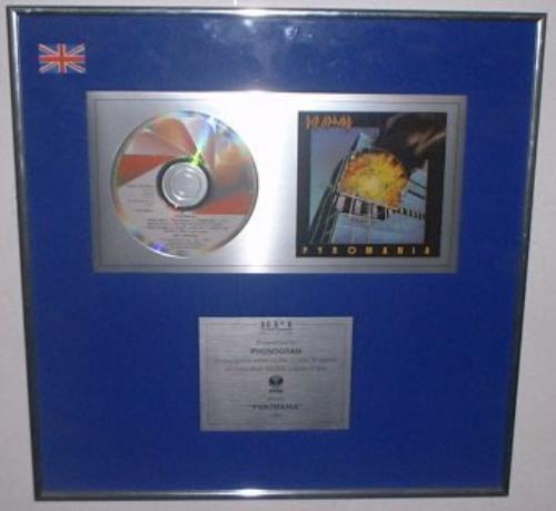 Def Leppard Pyromania award disc UK DEFAWPY138590