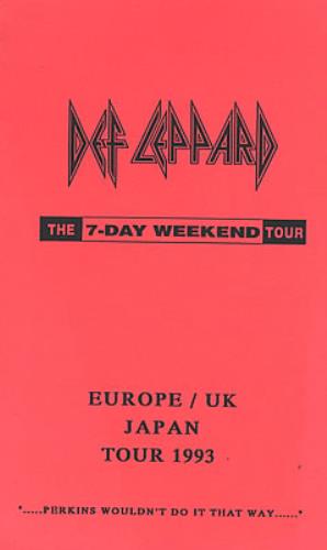 Def Leppard The 7 Day Weekend Tour Itinerary UK DEFITTH378011
