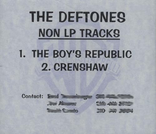 Deftones Non LP Tracks CD-R acetate US DFTCRNO181732