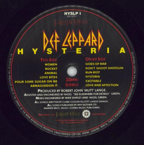 Def Leppard Hysteria UK vinyl LP album (LP record) (190673)