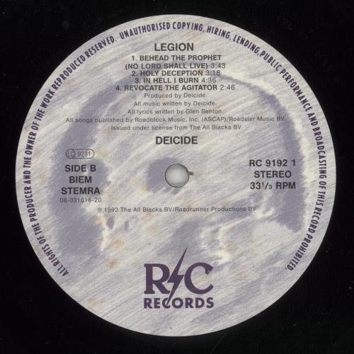 Deicide Legion - EX vinyl LP album (LP record) Dutch DE1LPLE737192