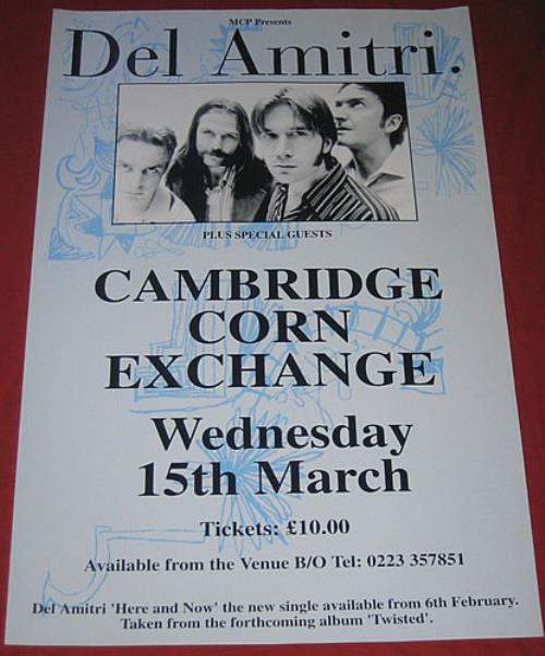 Del Amitri Cambridge Corn Exchange 1995 poster UK DELPOCA354392