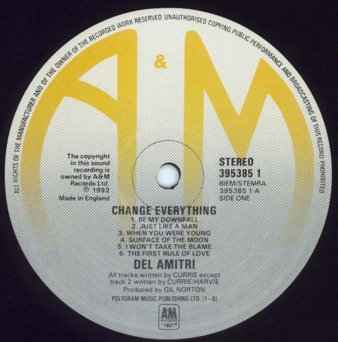 Del Amitri Change Everything vinyl LP album (LP record) UK DELLPCH803198
