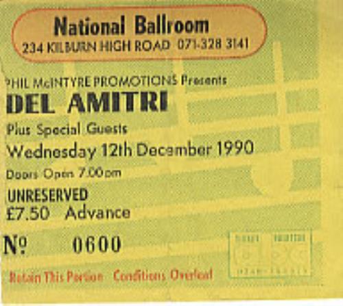 Del Amitri National Ballroom concert ticket UK DELTINA303867