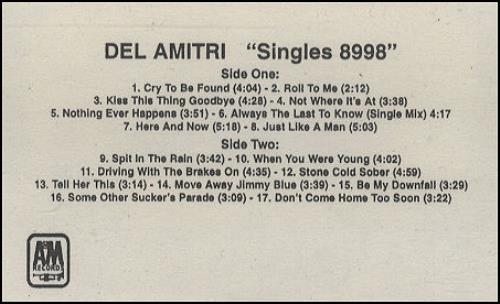 Del Amitri Singles 8998 cassette album US DELCLSI125734