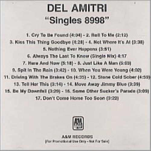 Del Amitri Singles 8998 CD-R acetate US DELCRSI231207
