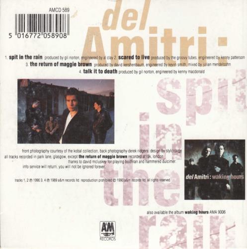 Del Amitri Spit In The Rain CD single (CD5 / 5") UK DELC5SP77937