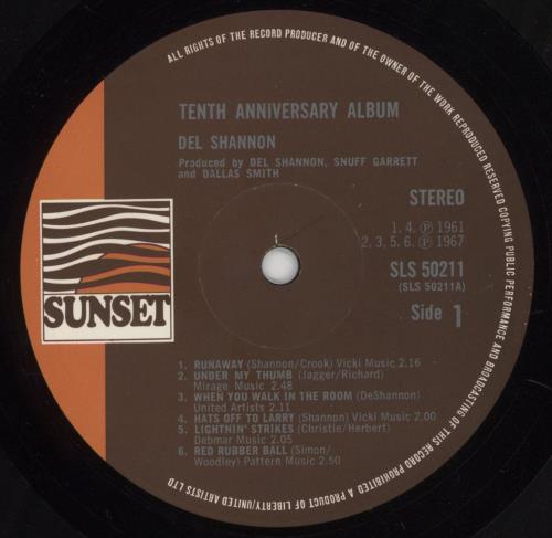 Del Shannon 10th Anniversary Album - Textured Sleeve vinyl LP album (LP record) UK NNNLPTH852837