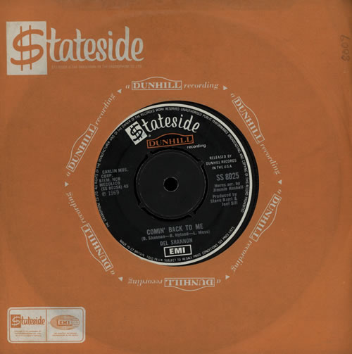 Del Shannon Comin' Back To Me 7" vinyl single (7 inch record / 45) UK NNN07CO570395