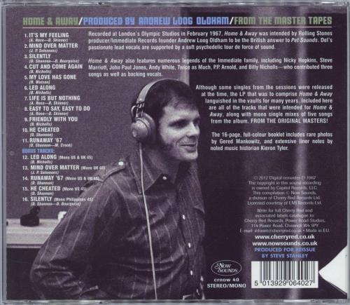Del Shannon Home & Away CD album (CDLP) UK NNNCDHO774010