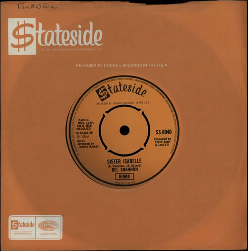 Del Shannon Sister Isabelle 7" vinyl single (7 inch record / 45) UK NNN07SI570394