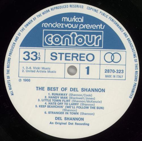 Del Shannon The Best Of Del Shannon vinyl LP album (LP record) UK NNNLPTH363359