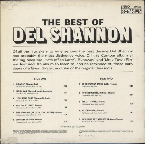 Del Shannon The Best Of Del Shannon vinyl LP album (LP record) UK NNNLPTH363359