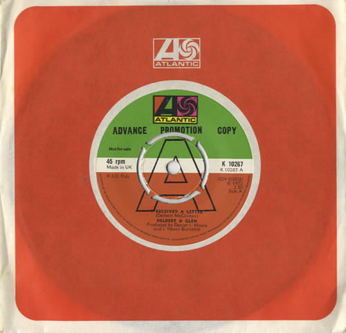 Delbert & Glen I Received A Letter 7" vinyl single (7 inch record / 45) UK D+G07IR469786