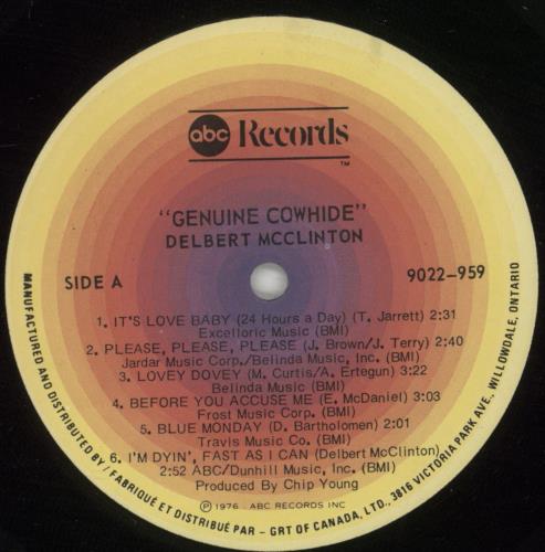 Delbert McClinton Genuine Cowhide vinyl LP album (LP record) Canadian DDZLPGE880286