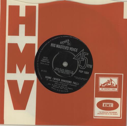 Della Reese Home (When Shadows Fall) 7" vinyl single (7 inch record / 45) UK DAR07HO682456