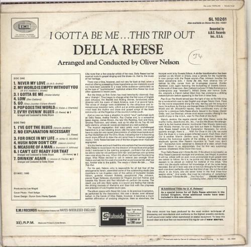 Della Reese I Gotta Be Me...This Trip Out vinyl LP album (LP record) UK DARLPIG711543