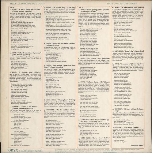 Deller Consort Shakesperian Songs & Lute Solos vinyl LP album (LP record) UK F7ZLPSH778519