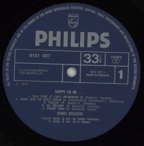Demis Roussos Happy To Be... vinyl LP album (LP record) UK DMRLPHA228747
