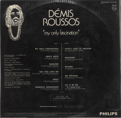 Demis Roussos My Only Fascination vinyl LP album (LP record) Greek DMRLPMY736343