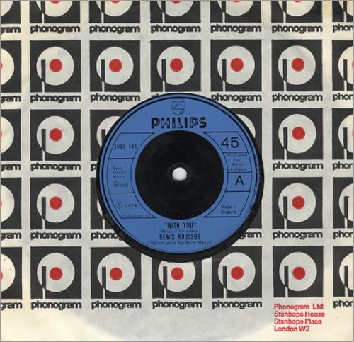Demis Roussos With You 7" vinyl single (7 inch record / 45) UK DMR07WI405874