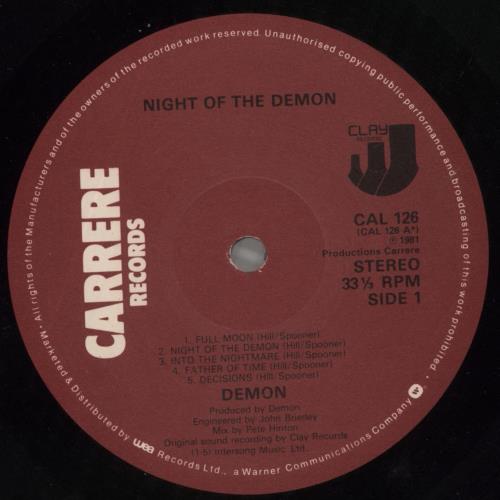 Demon (Rock) Night Of The Demon vinyl LP album (LP record) UK DEMLPNI06130