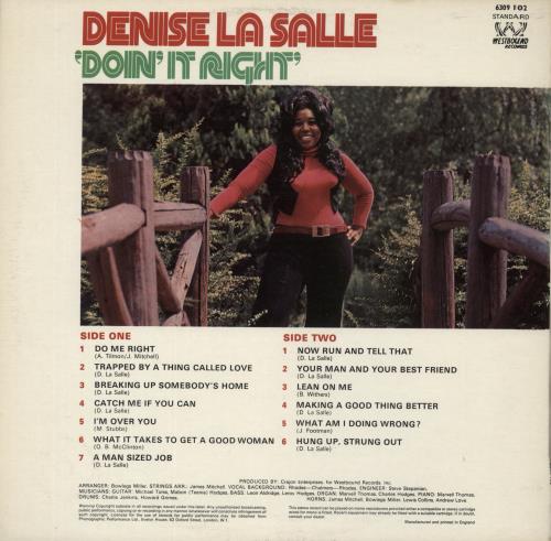 Denise LaSalle Doin' It Right vinyl LP album (LP record) UK LS2LPDO867159