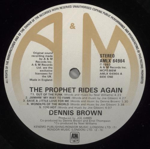 Dennis Brown The Prophet Rides Again vinyl LP album (LP record) UK D/BLPTH616716