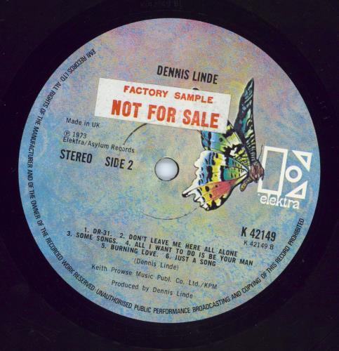 Dennis Linde Dennis Linde - Facory Sample Sticker vinyl LP album (LP record) UK QFTLPDE768659