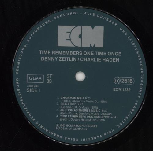 Denny Zeitlin Time Remembers One Time Once vinyl LP album (LP record) German DNZLPTI851240
