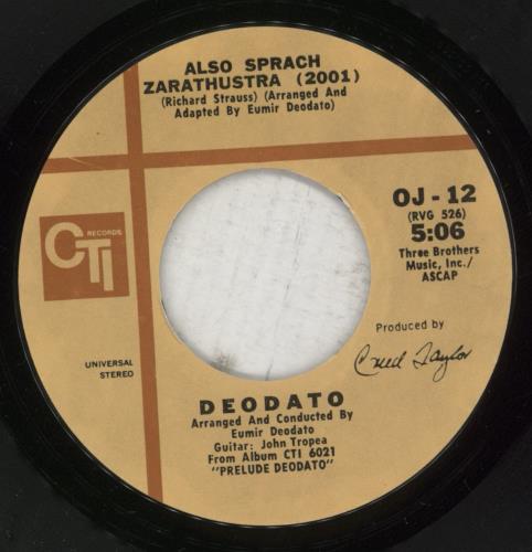 Deodato Also Sprach Zarathustra (2001) - Wide Centre 7" vinyl single (7 inch record / 45) UK DTF07AL878753