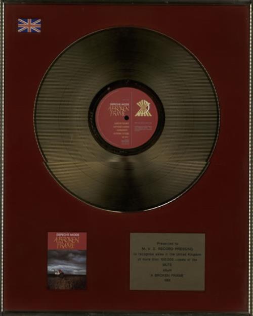Depeche Mode A Broken Frame in-house award disc UK DEPAIAB583493