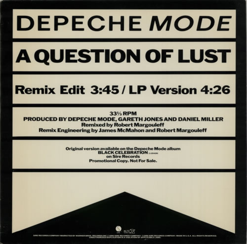 Depeche Mode A Question Of Lust 12" vinyl single (12 inch record / Maxi-single) US DEP12AQ07180