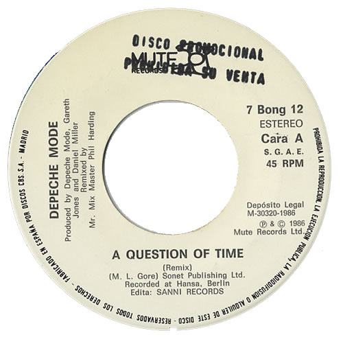 Depeche Mode A Question Of Time (Remix) 7" vinyl single (7 inch record / 45) Spanish DEP07AQ445075