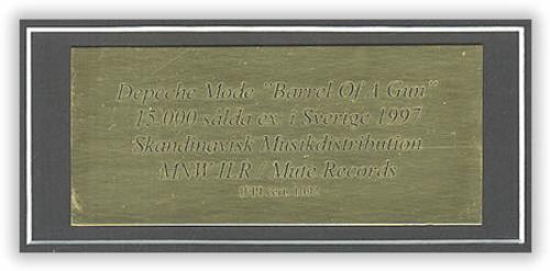 Depeche Mode Barrel Of A Gun award disc Swedish DEPAWBA401053