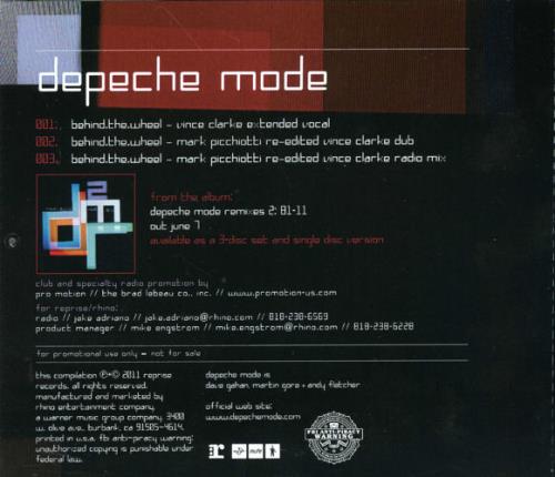 Depeche Mode Behind The Wheel '11 CD-R acetate US DEPCRBE541311