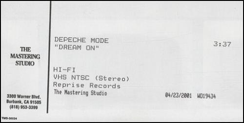 Depeche Mode Dream On video (VHS or PAL or NTSC) US DEPVIDR184218