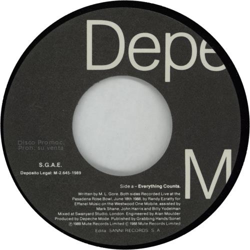 Depeche Mode Everything Counts (Live) 7" vinyl single (7 inch record / 45) Spanish DEP07EV14235