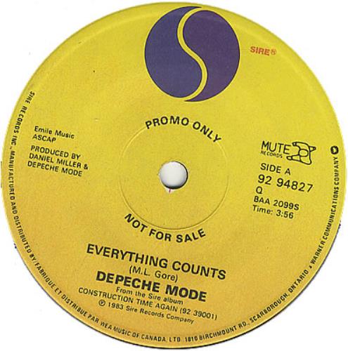 Depeche Mode Everything Counts 7" vinyl single (7 inch record / 45) Canadian DEP07EV154442