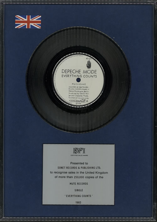 Depeche Mode Everything Counts award disc UK DEPAWEV579256