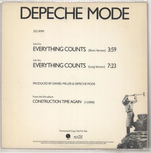 Depeche Mode Everything Counts 12" vinyl single (12 inch record / Maxi-single) US DEP12EV07185