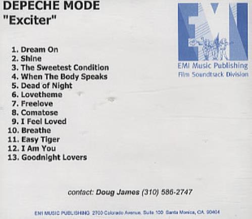 Depeche Mode Exciter CD-R acetate US DEPCREX313561